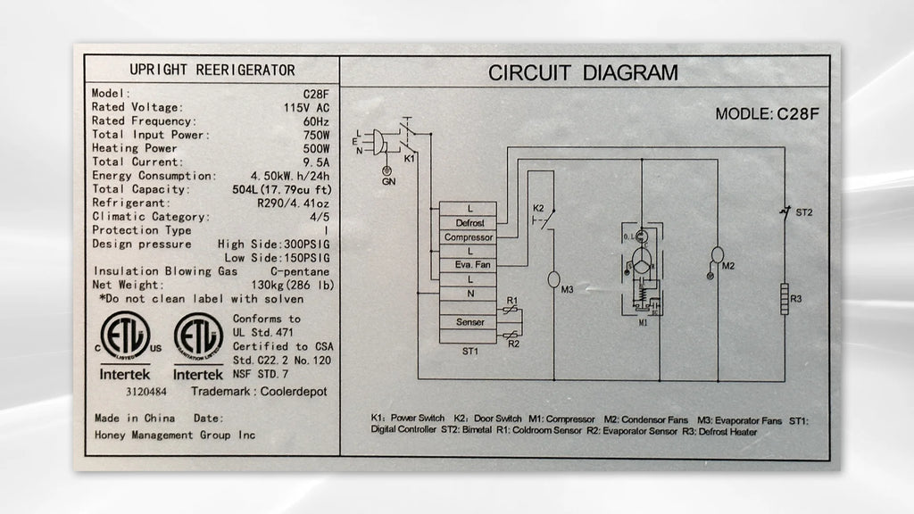 Commercial Upright Reach-in Freezer in Stainless Steel Y55240
