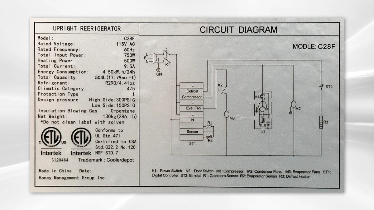 Commercial Upright Reach-in Freezer in Stainless Steel Y55240
