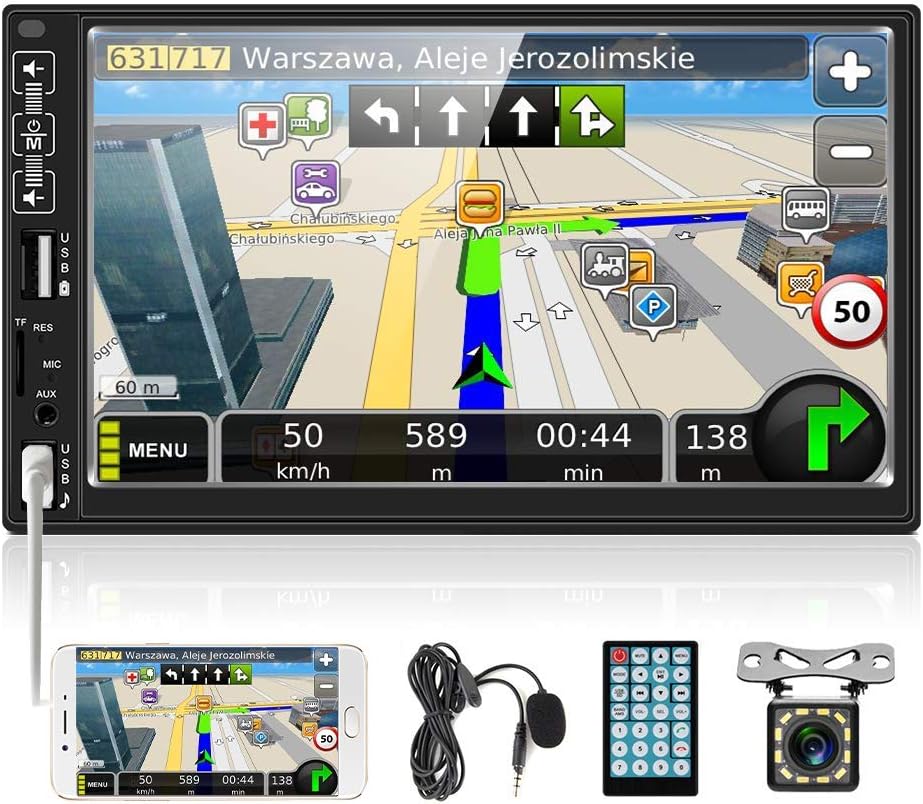 7” Touch Screen Double Din Car Stereo with Bluetooth Backup Camera A267712