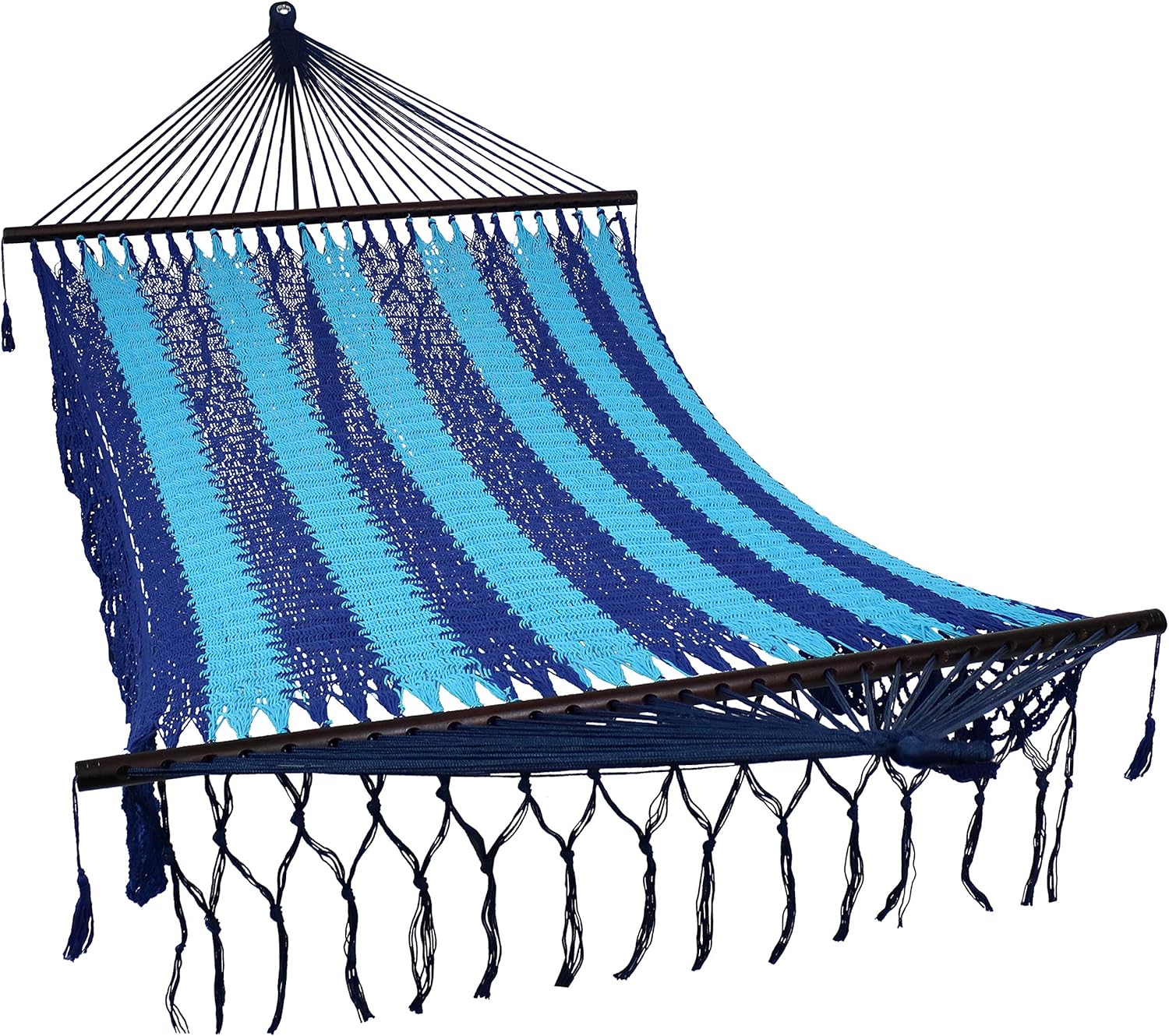 Hand-Woven Cotton Hammock with Spreader Bars R1134