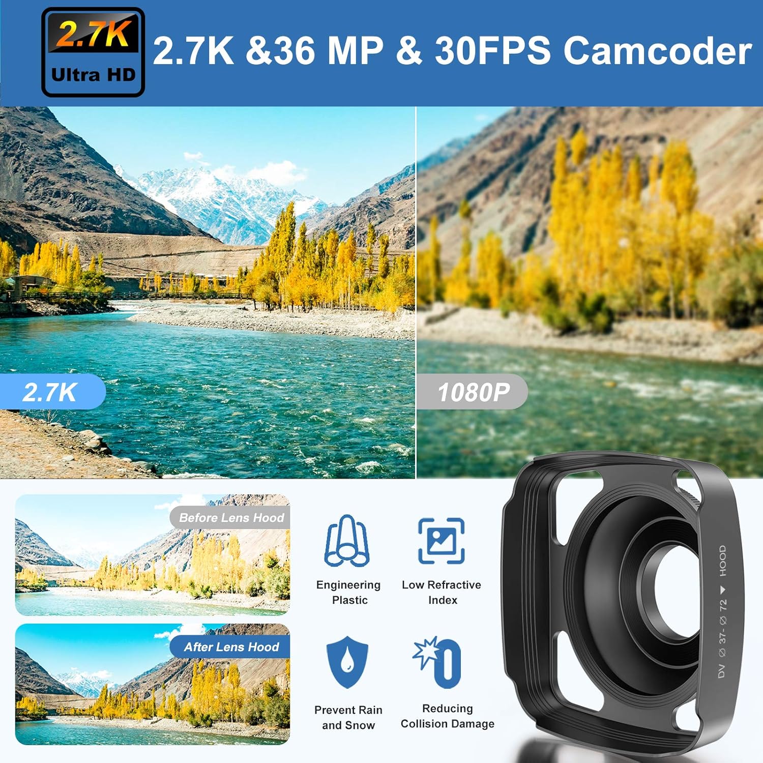 2.7K Ultra HD 36MP Vlogging Camera with Microphone P8932