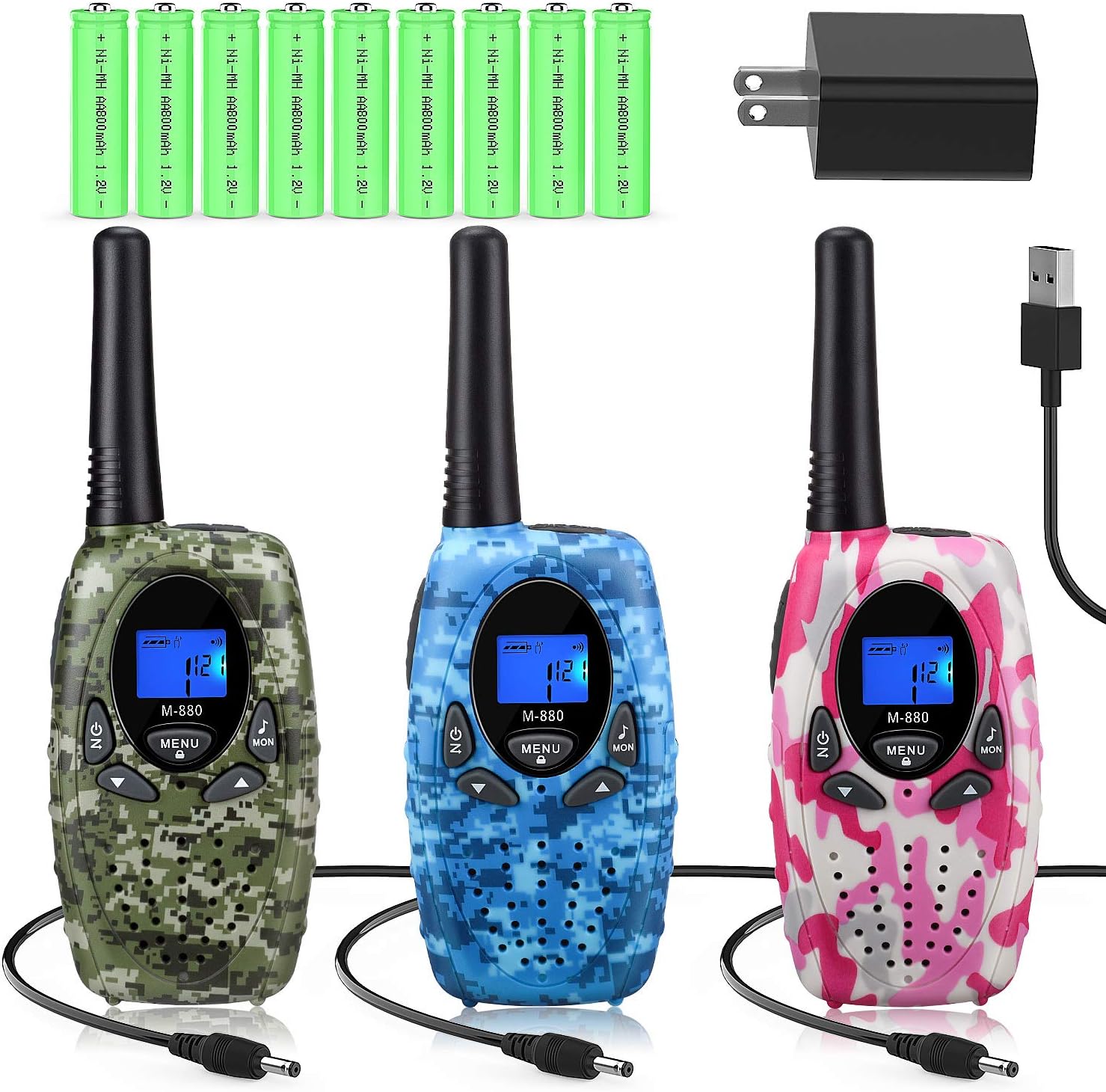 Camouflage Rechargeable Two Way Radios Long Range with Charger Batteries E444312