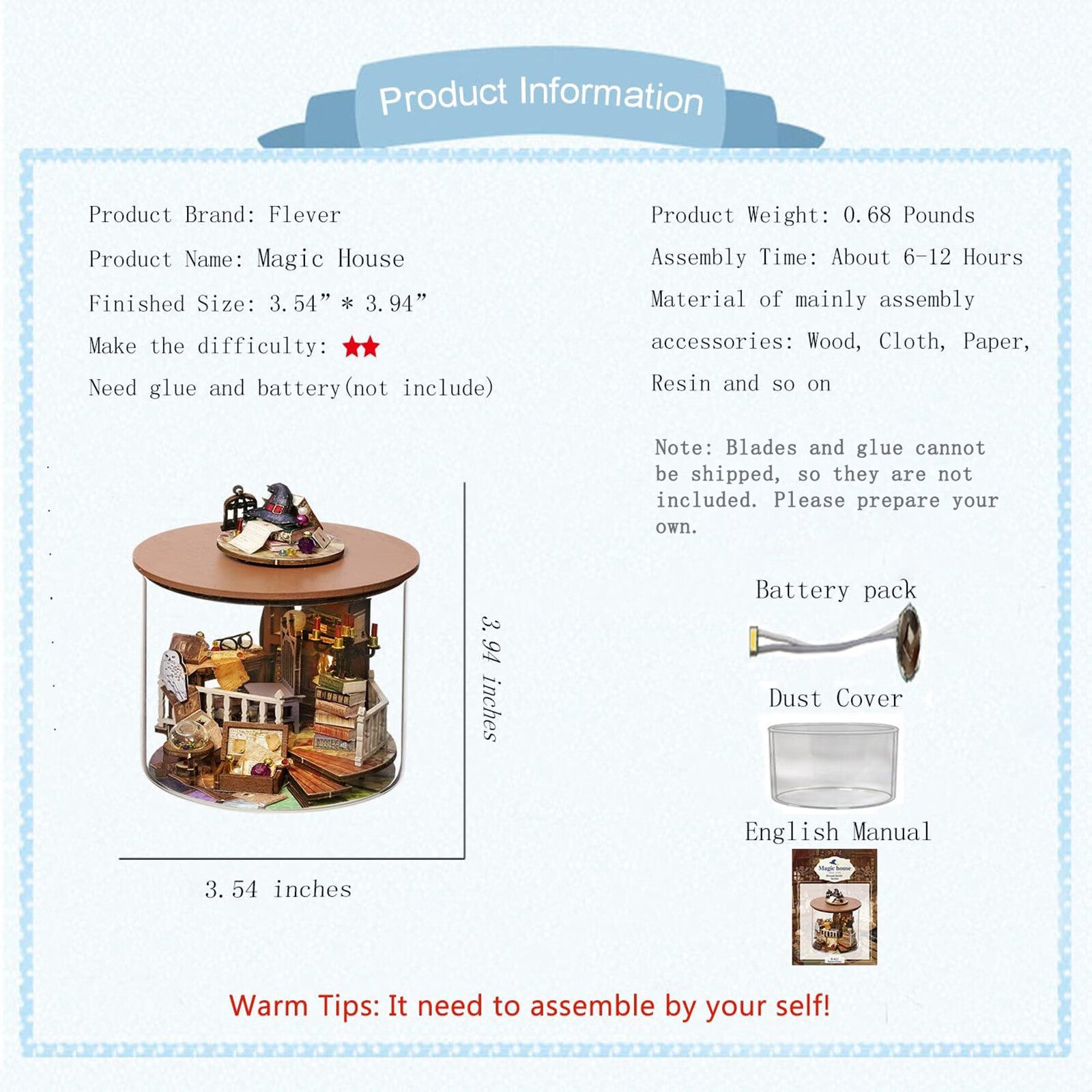 DIY Miniature Dollhouse Kit with LED A874199