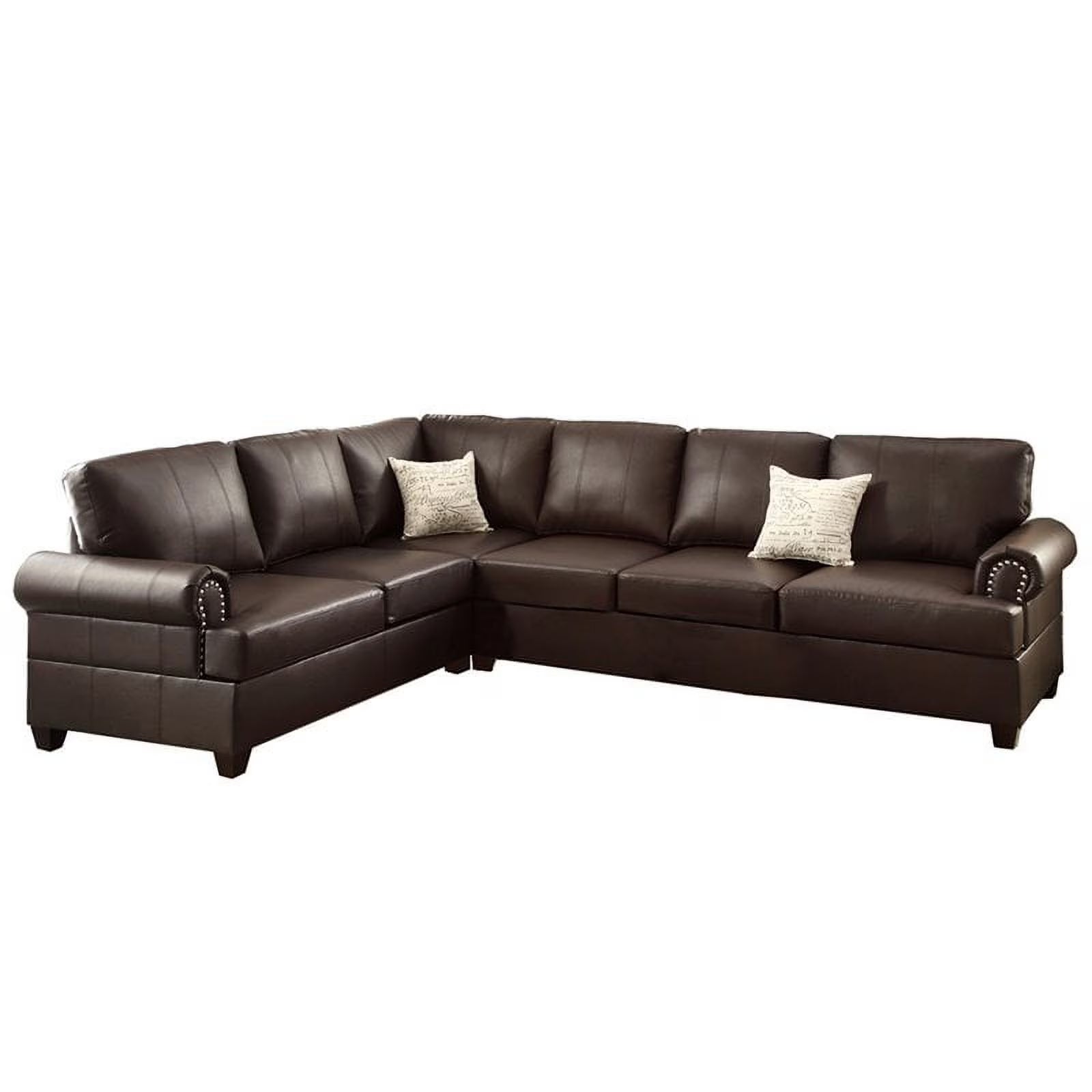 2 Piece Faux Leather Reversible Sectional Sofa Set in Espresso N25348