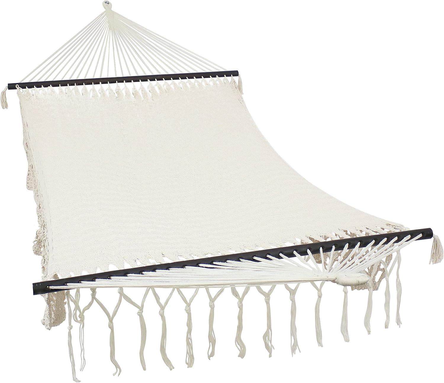 Hand-Woven Cotton Hammock with Spreader Bars R1134