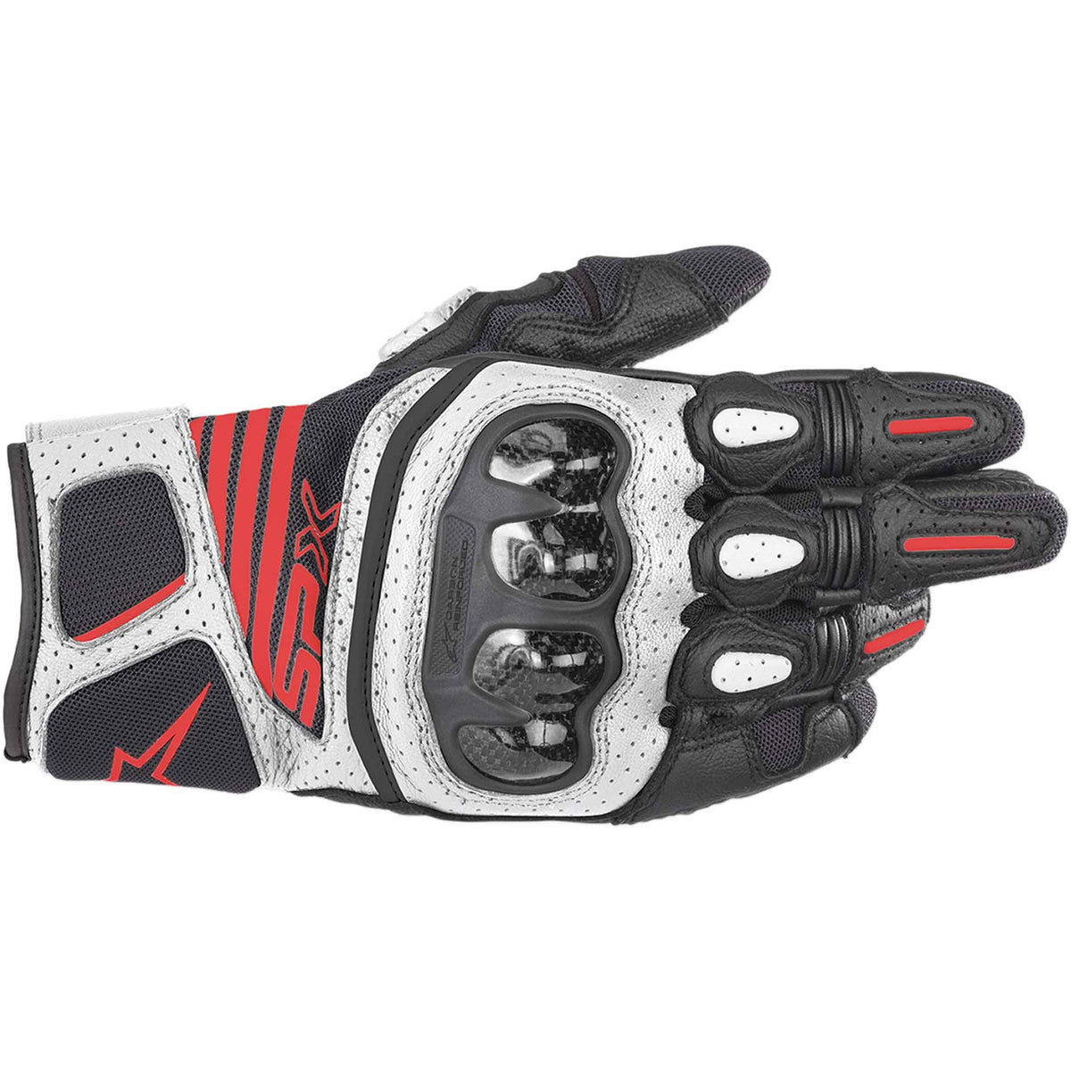 Black White Red Fluo Carbon Gloves G4864