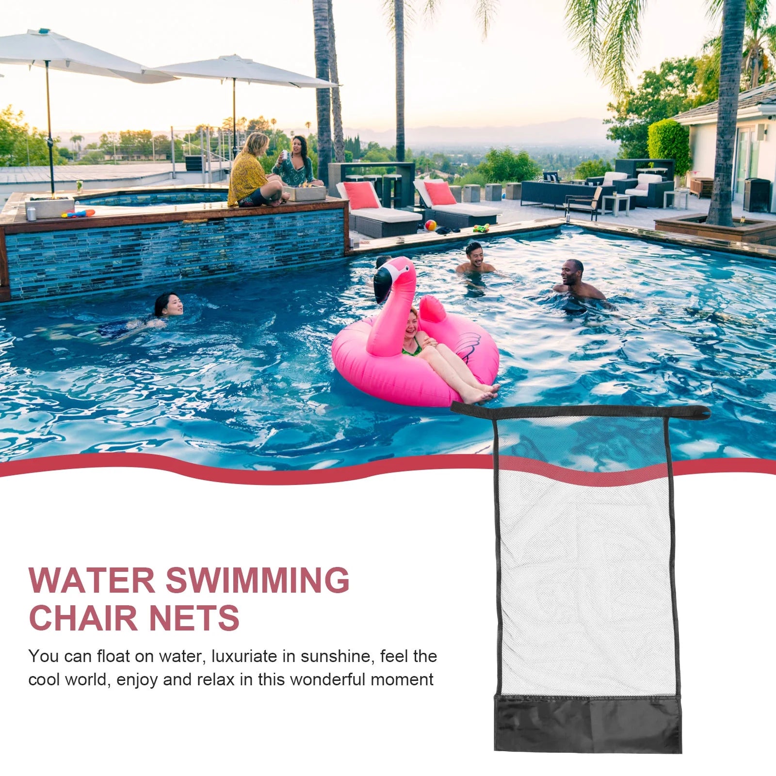 2 Pcs Swimming Pool Mesh Chair Net Bag S294010