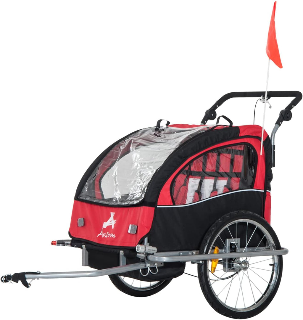Double Child Two-Wheel Bicycle Cargo Trailer with 2 Harnesses Y227