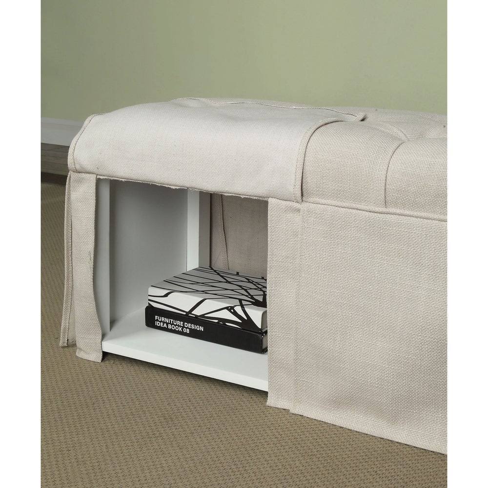 Grey Solid Wood Storage Bench F589913
