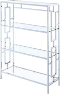 Chrome 4 Tier Bookcase with Clear Glass F95714