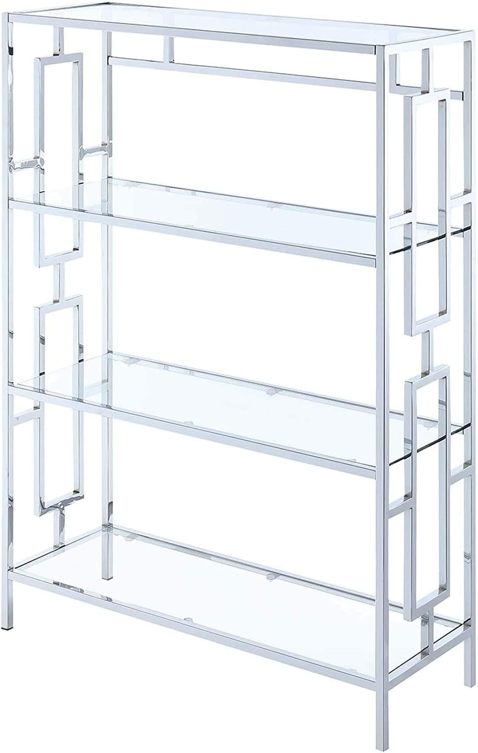 Chrome 4 Tier Bookcase with Clear Glass F95714