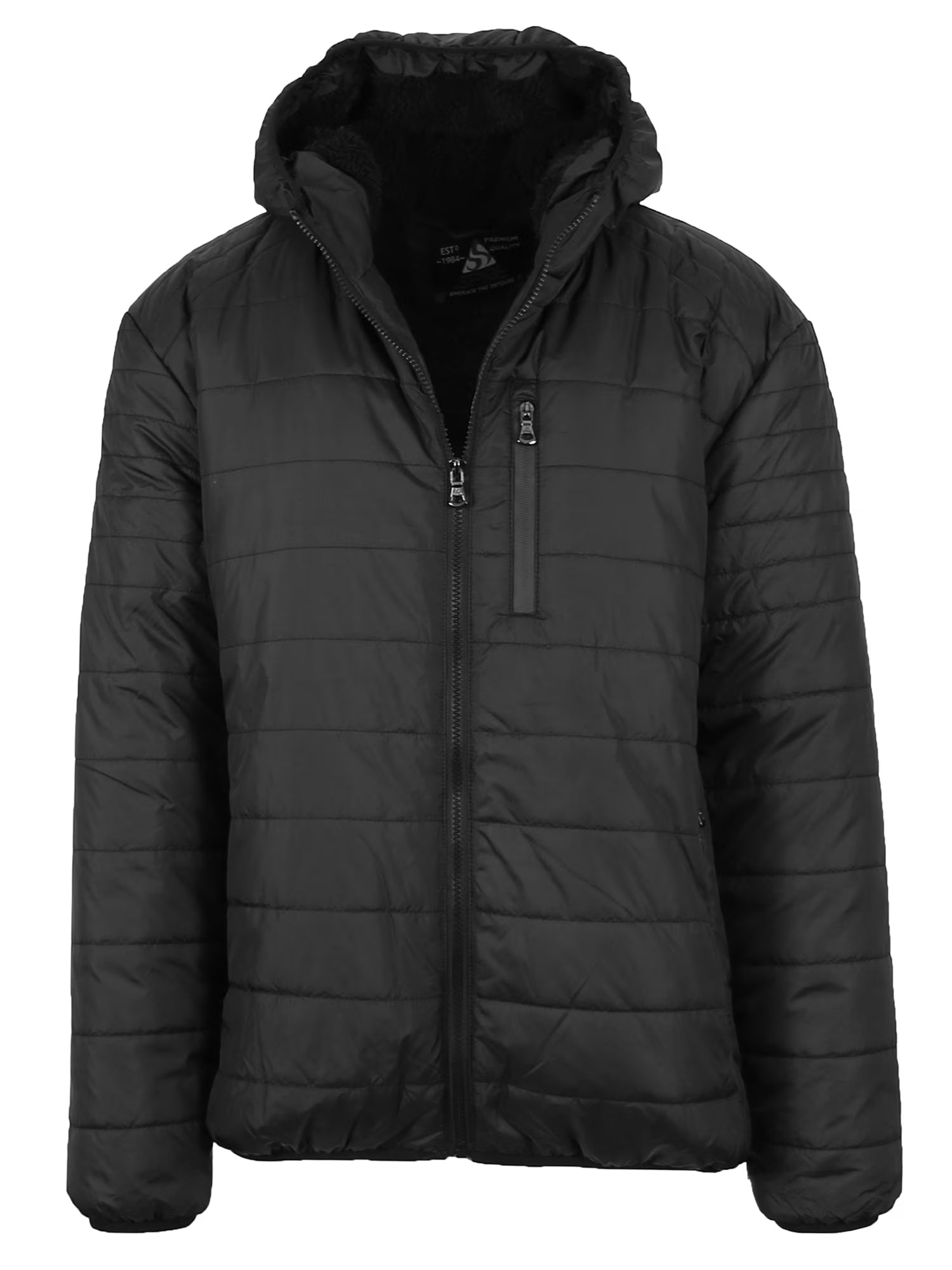 Mens Sherpa-Lined Hooded Puffer Jacket F3860