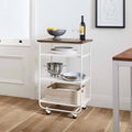 White Cool Walnut Kitchen Cart J8606