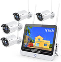 3MP 8CH Wireless Security Camera System with 12" Monitor, 4Pcs Outdoor Indoor IP Cameras Z53510