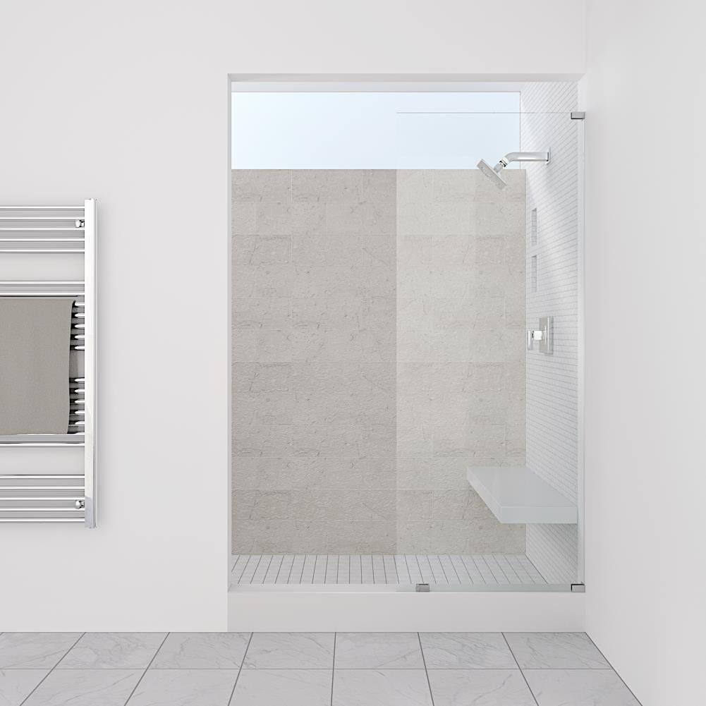 Matte Black Frameless Fixed Glass Shower Panel V274