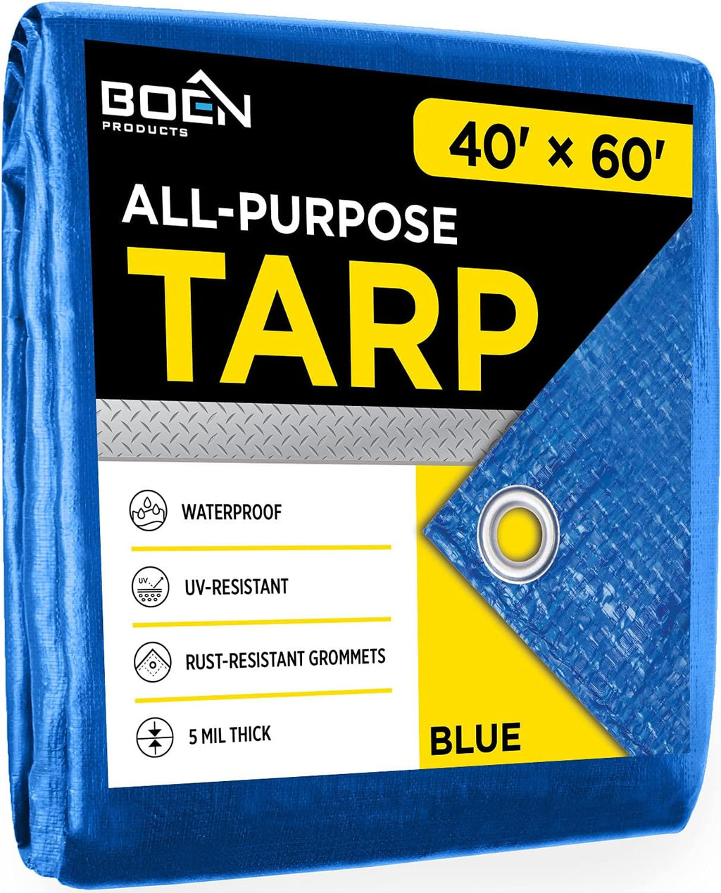 Blue Poly Tarp Cover 5 Mil Thick Waterproof (30' x 40') P513682