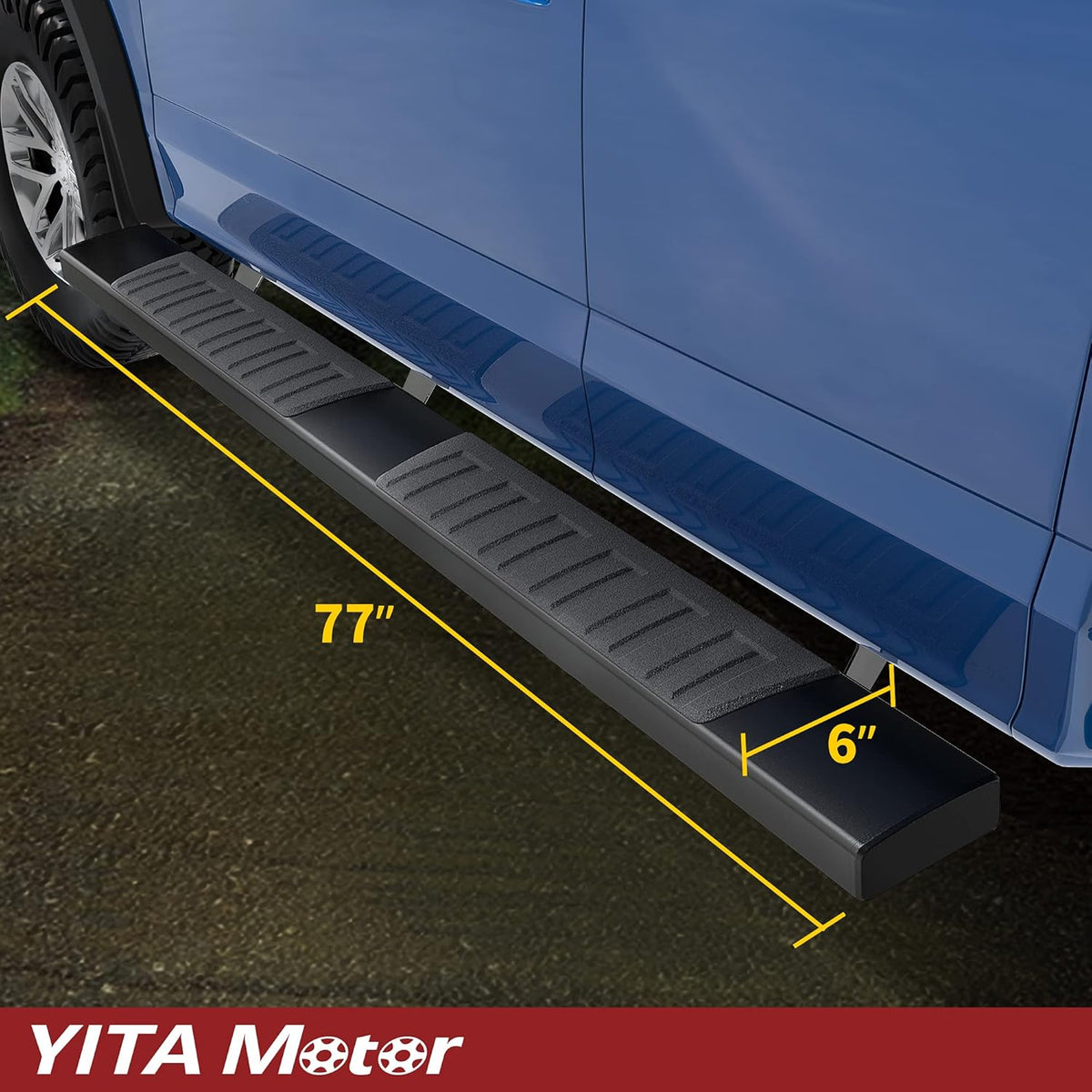 6 Inches Aluminum Black Side Steps Running Boards R216