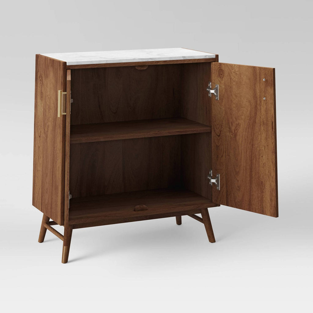 2 Door Wood/Marble Cabinet Brown X9794
