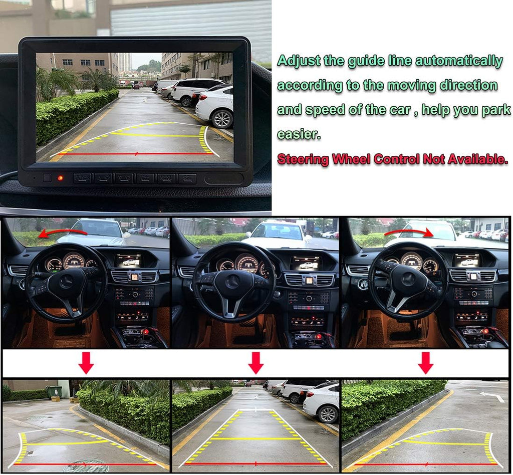 License Plate Backup Camera with Dynamic Moving Guide Line, Waterproof Night Vision Rear View Camera Pack of 2 M499783