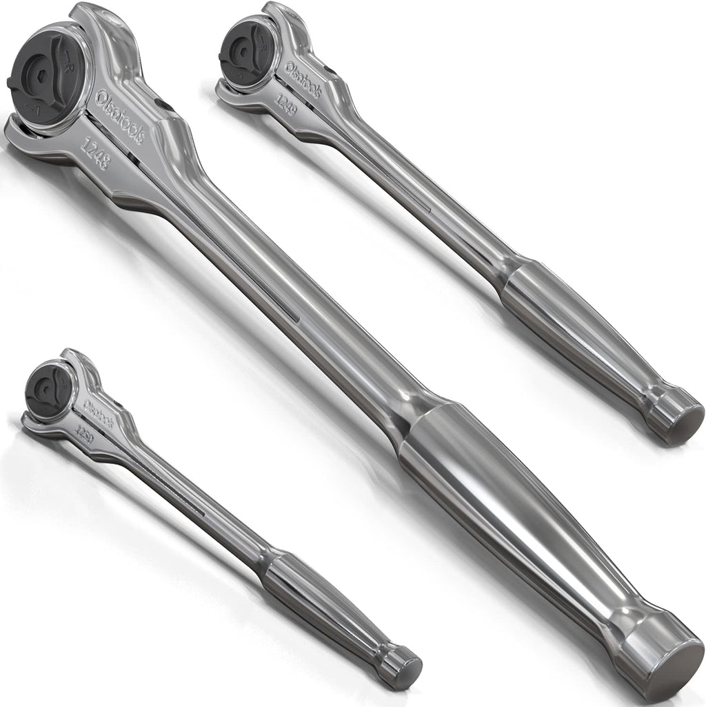 3pc Swivel Head Ratchet 1/2", 1/4", 3/8" Drive 90 Tooth K6571