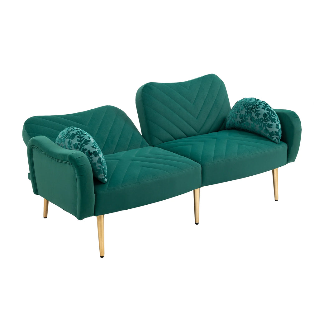 65 inch Velvet Loveseat Sofa with 2 Bolster Pillows T52729