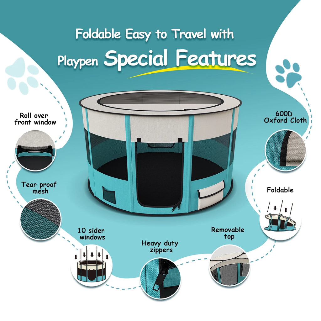 Large Foldable Pet Playpen with Carrying Case S9870