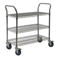 Chrome Wire Shelving Cart, 24 x 36, 3 Shelves J917456