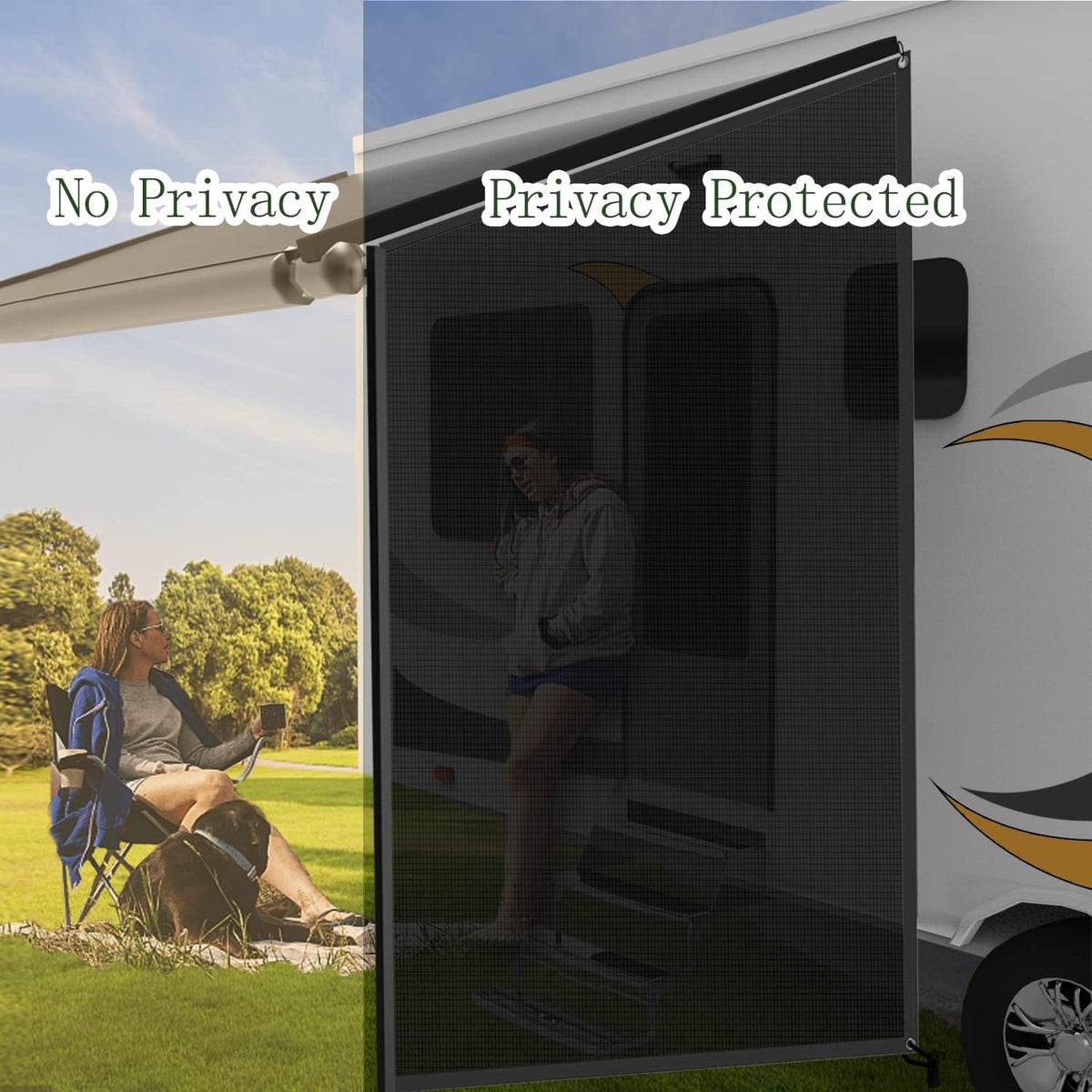 17'x9' Black Mesh RV Awning Shade Screen S82077