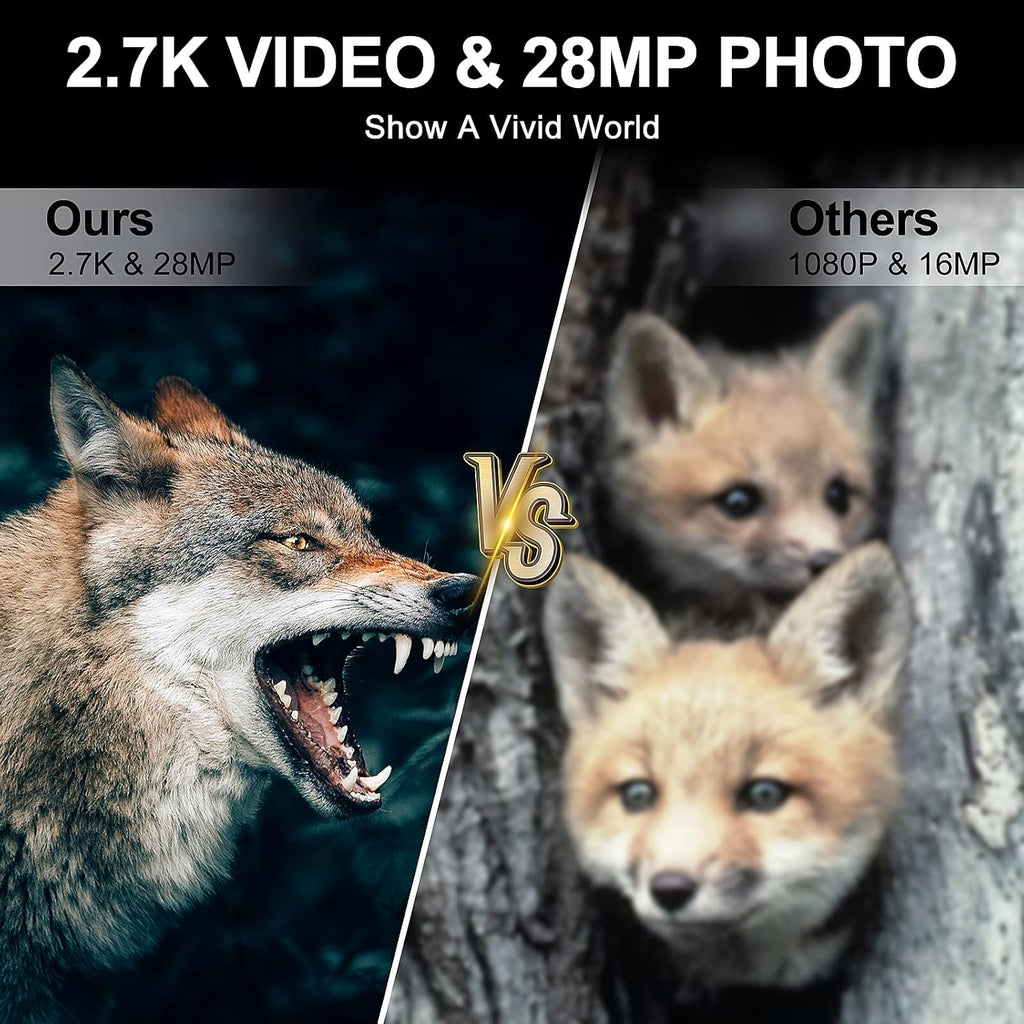 2.7K 28MP Trail Camera with Night Vision, Waterproof IP66, Pack of 2 H619442