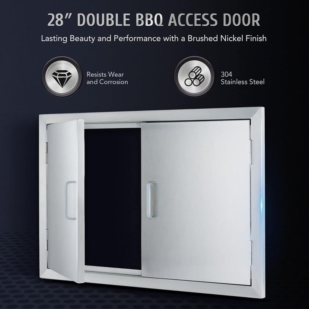 28 W x 19 H Weatherproof 304 Stainless Steel Double Access Door P980094