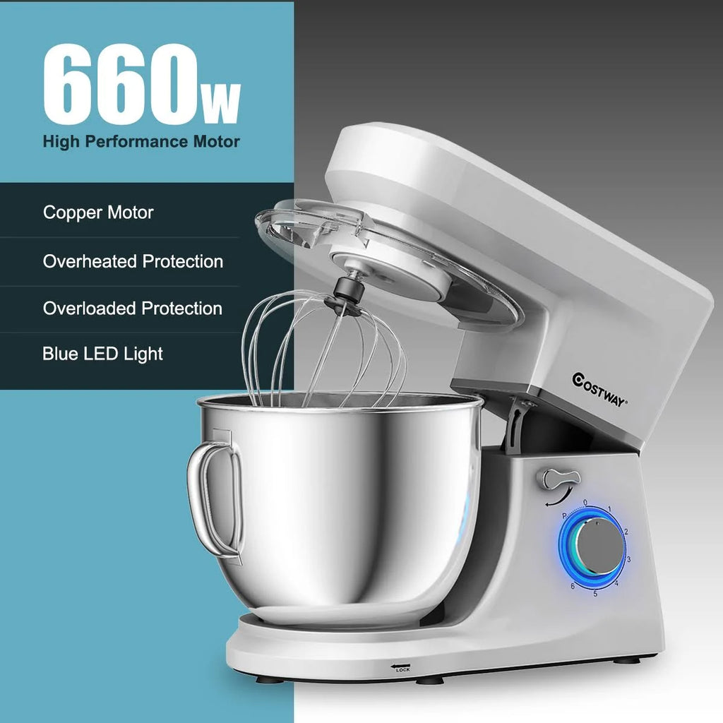 Tilt-Head Stand Mixer 7.5 qt 6 Speed 660W with Dough Hook, Whisk & Beater W863578