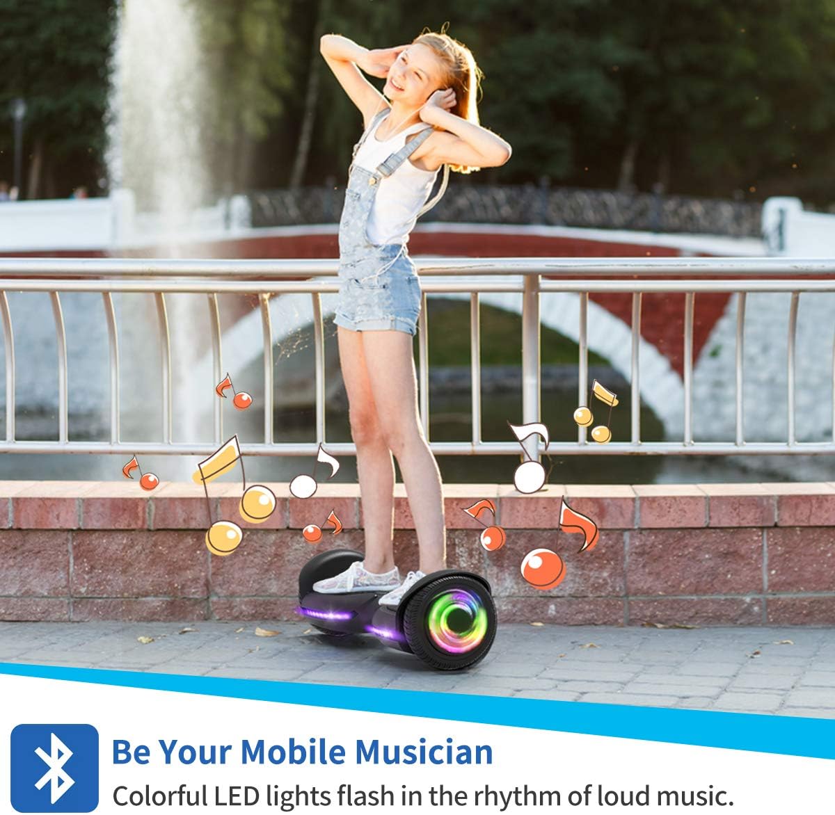 6.5 Inch Solid 2 Wheel Hoverboard with Bluetooth and LED Lights S552220