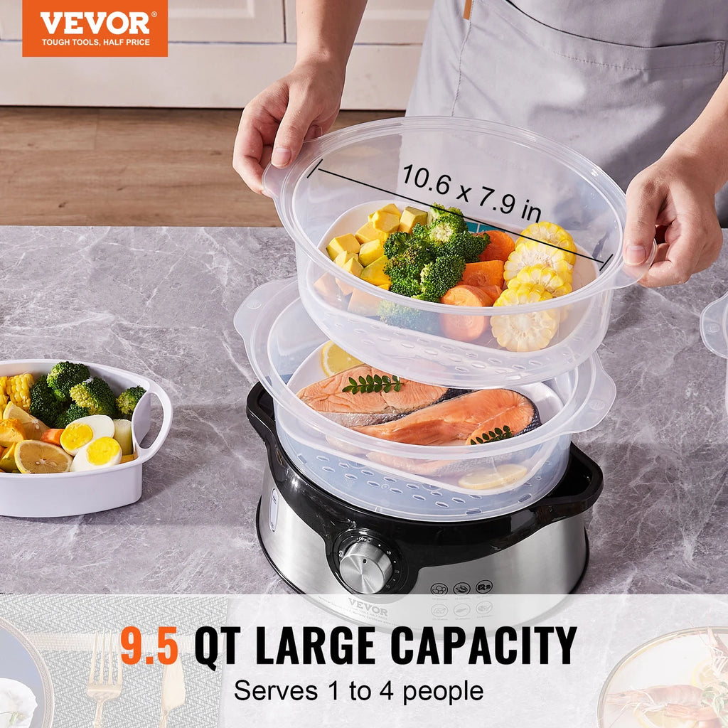 9.5Qt Electric Food Steamer 3-Tier 800W T395