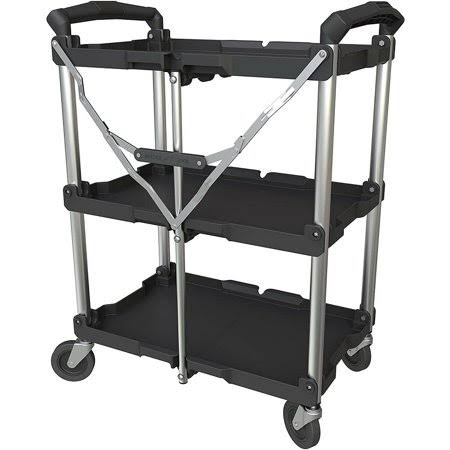 150 lb Capacity 3 Shelf Utility Cart, Black H845021