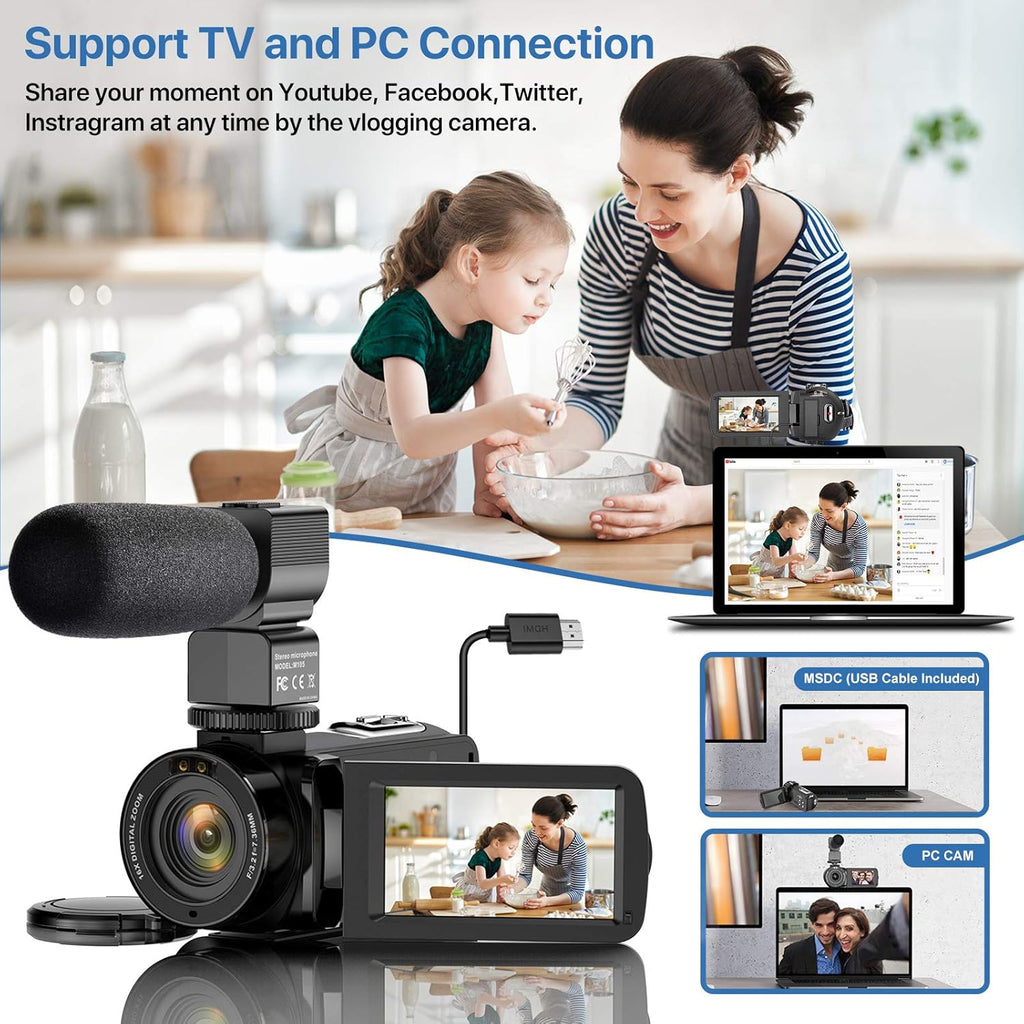 2.7K Ultra HD 36MP Vlogging Camera with Microphone P8932