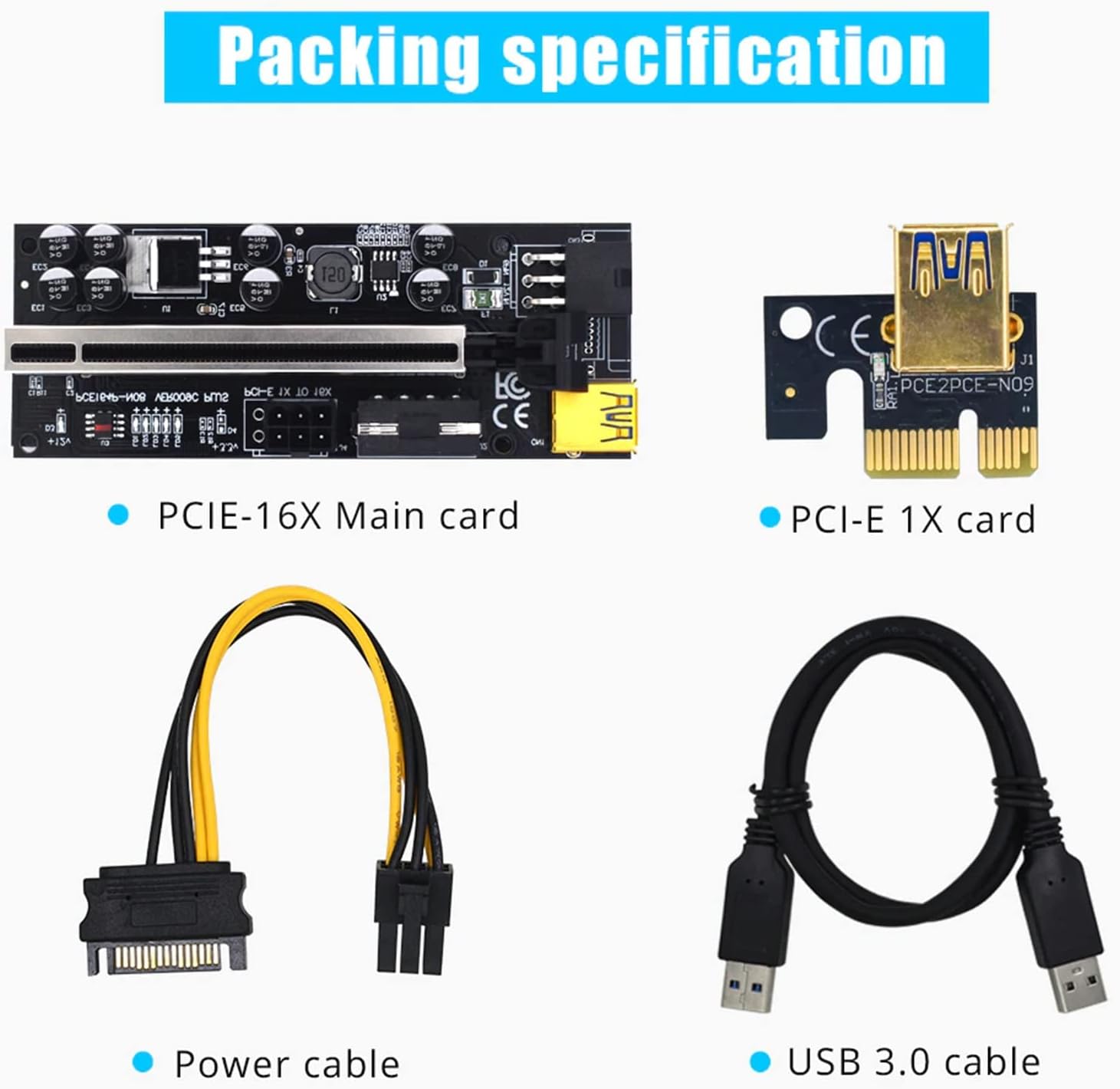 6PCS PCI-E Riser Card X16 Extender Cable F331205