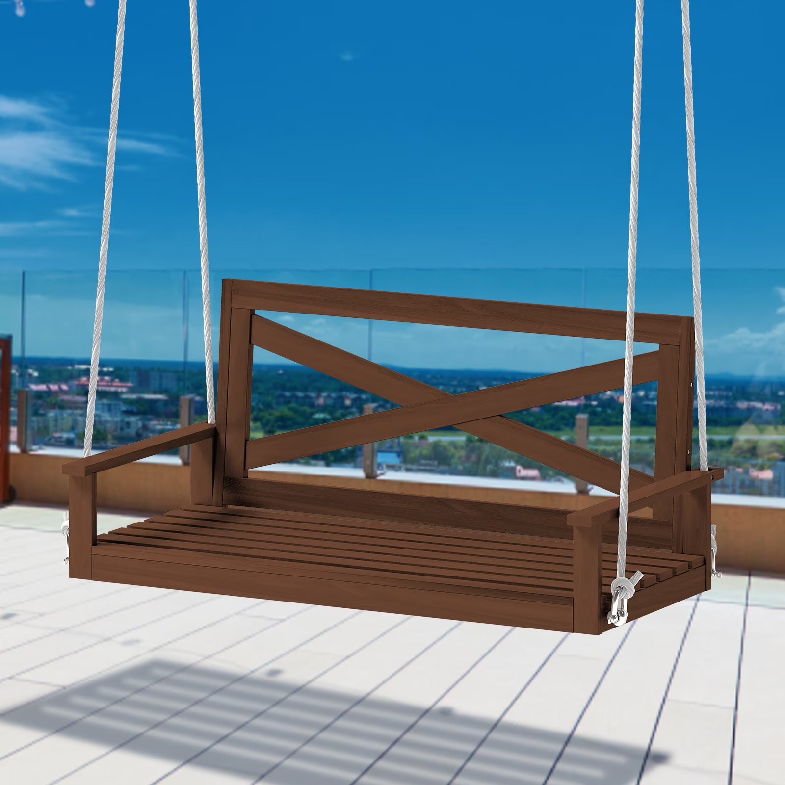 Brown Wood Garden Swing for Adult R296956