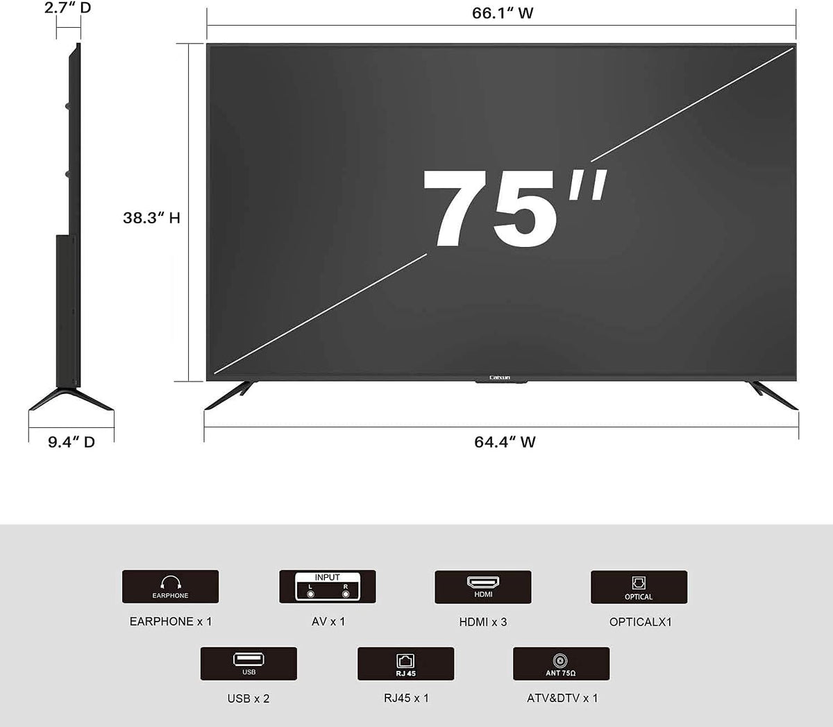 75 inch 4K UHD HDR Smart Android TV X2789