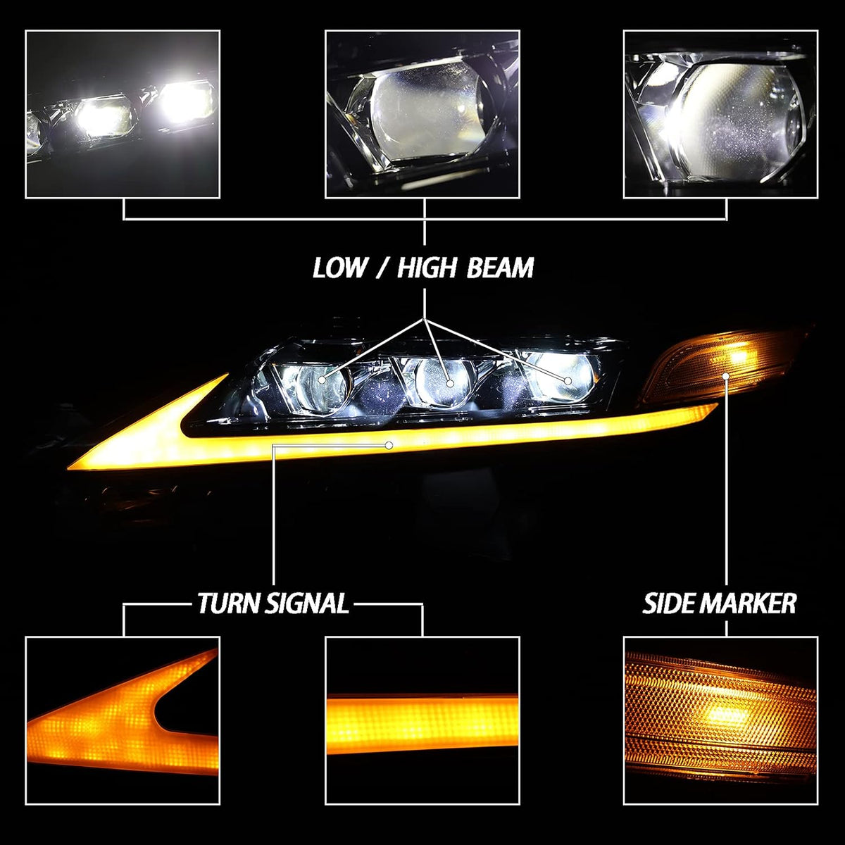 Upgrade Full LED Headlights Assembly with Sequential Turn Signal, Left+Right Pair M424382
