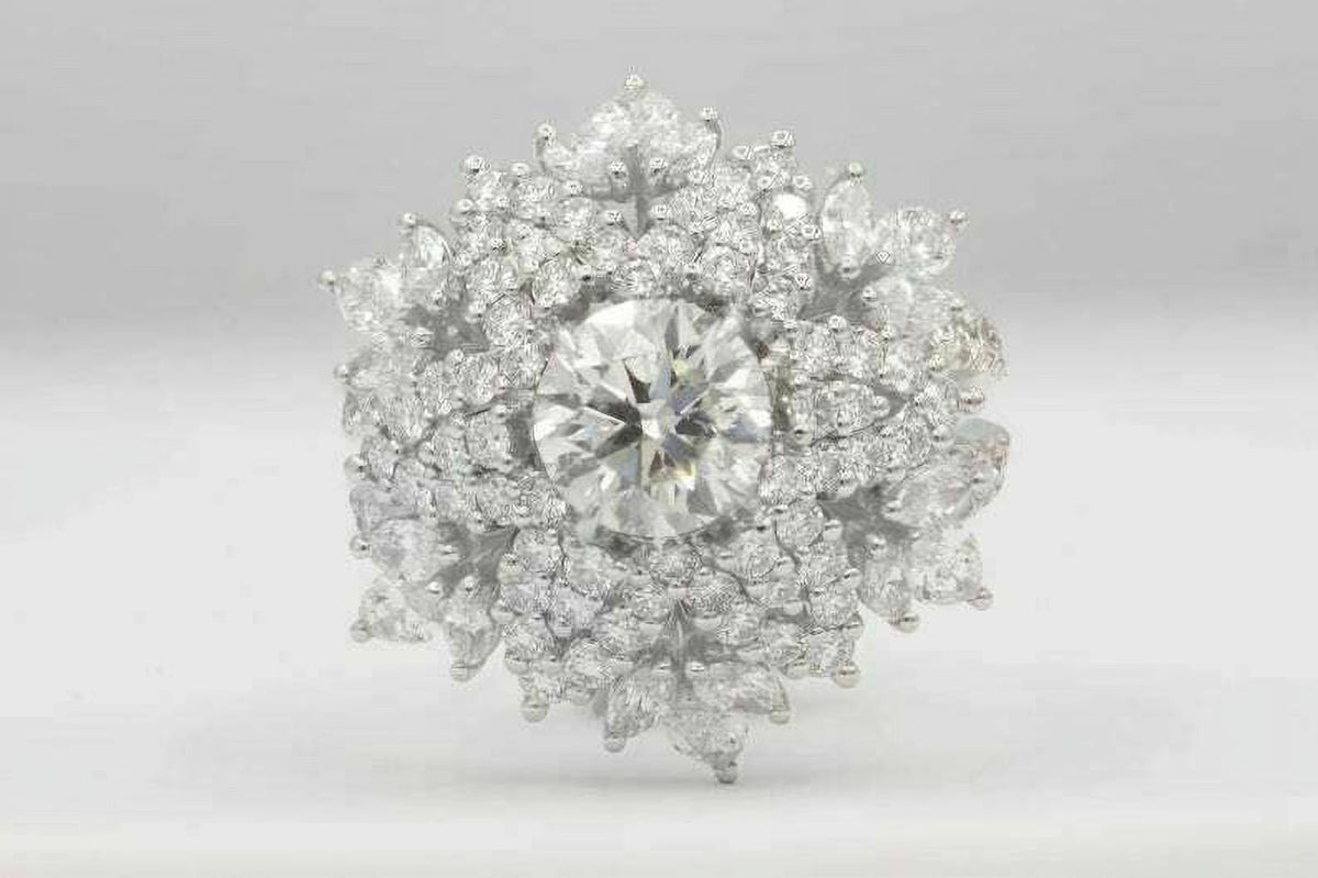 14K White Gold Diamond Cluster Ring P795318