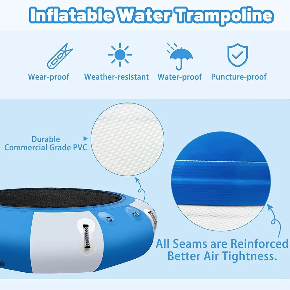 6.5ft Inflatable Water Trampoline Floating Bouncer Swim Platform J417