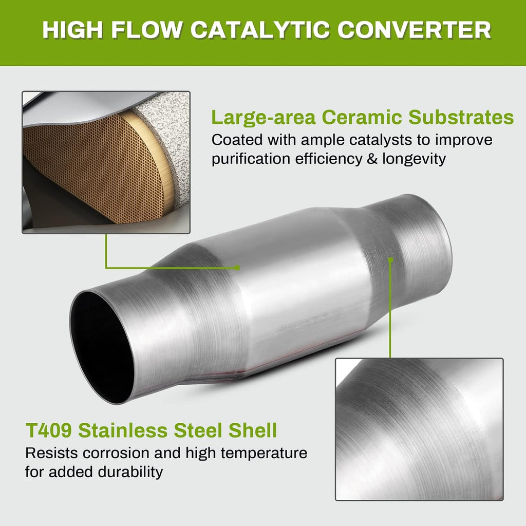 2-Pack Universal Catalytic Converter, 3" Inlet/Outlet, Stainless Steel Shell R757346