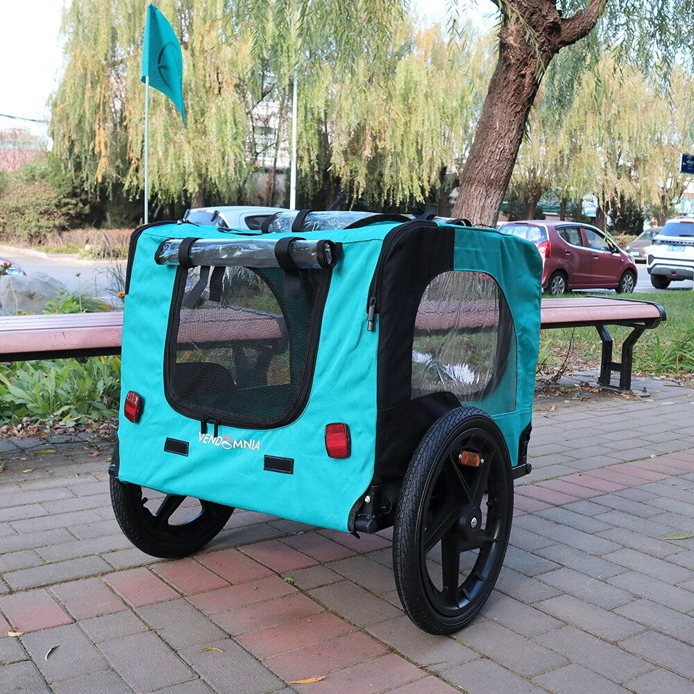 Yellow Foldable Pet Stroller Dog Carrier Bicycle Trailer T743535