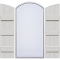 Rustic Faux Wood Shutters with Elliptical Arch Top V43520