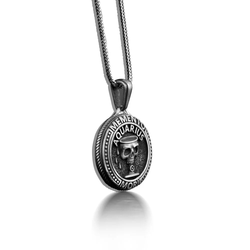 Silver Skull Zodiac Necklace A221692
