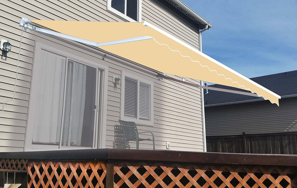 Brown 13 x 10 Feet Retractable Patio Awning Y34483