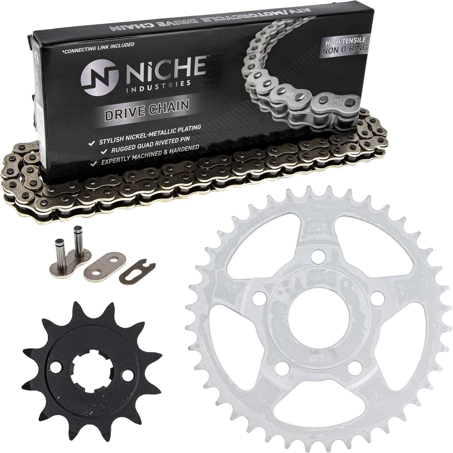 Drive Sprocket Chain Combo Front 12 Rear 40 Tooth 520NZ Standard 88 Links Pack of 2 H98933
