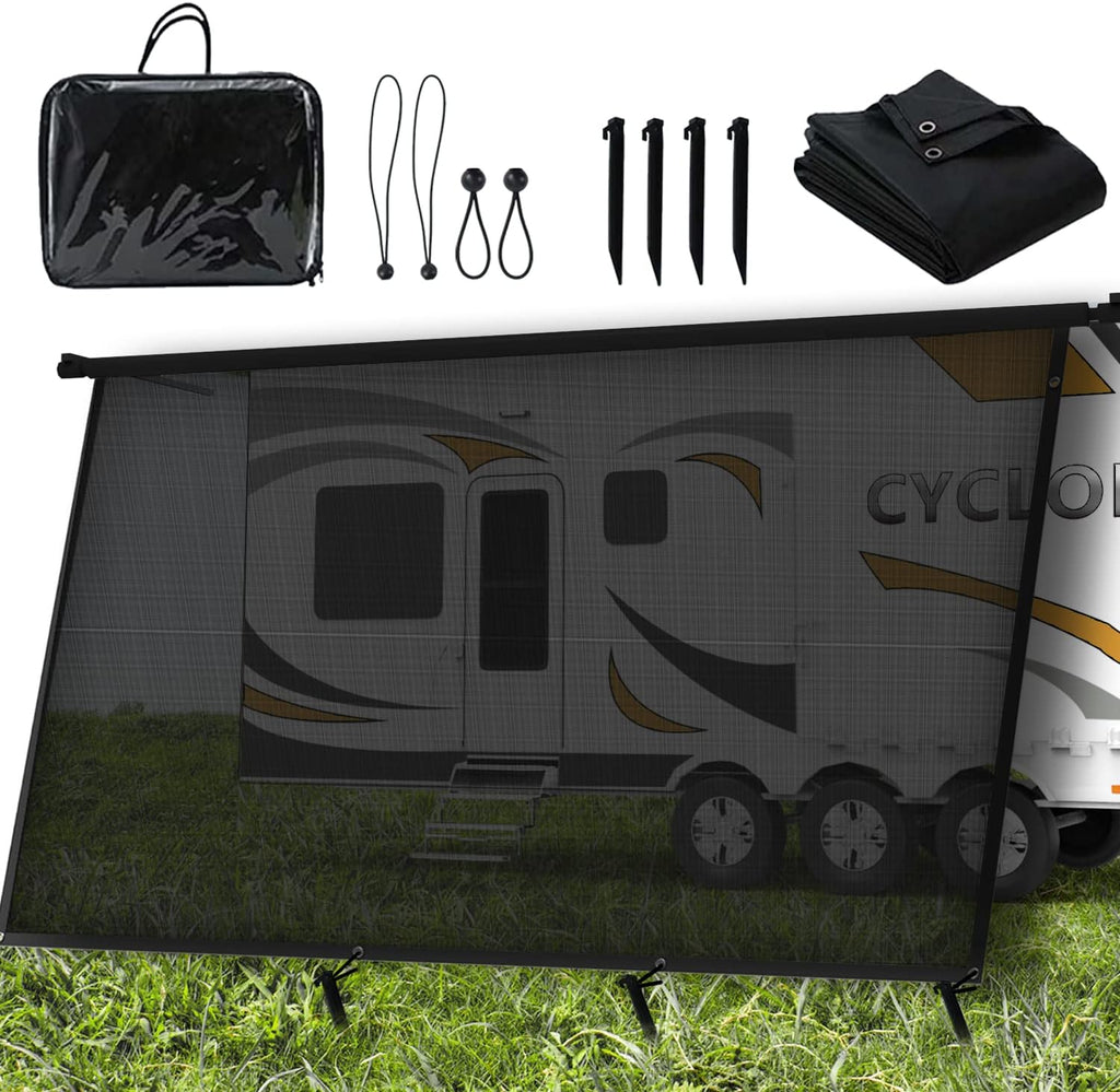 17'x9' Black Mesh RV Awning Shade Screen S82077