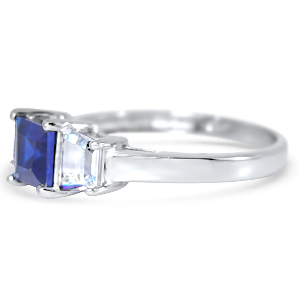 Simulated Blue Sapphire Engagement Ring Size 7 T764