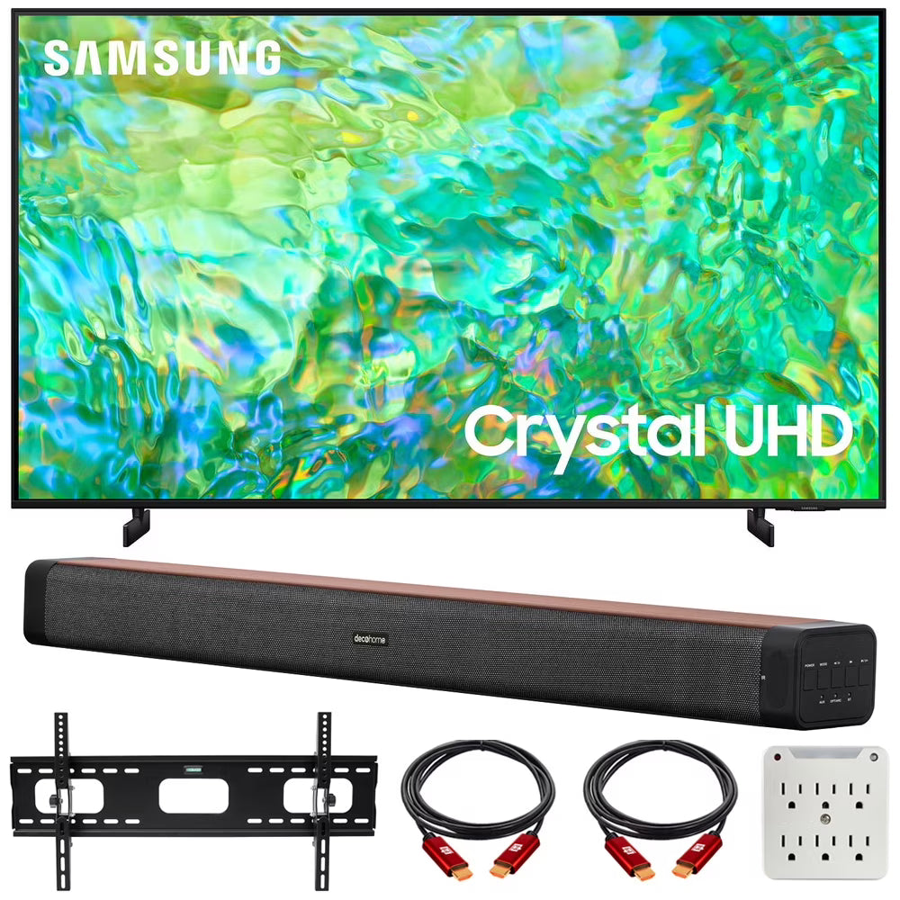 65 inch Crystal UHD 4K Smart TV with Soundbar, TV Wall Mount Bracket and Surge Adapter O114381